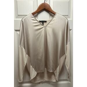 White House Black Market Creamy Tan Tunic Blouse, Size S